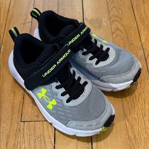 Under Armour Kids Sneakers - Gray, Black, and Neon Yellow